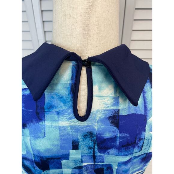Coral Bay Golf sleeveless polo golf dress w/ pockets multi blues women's PM - Picture 5 of 6